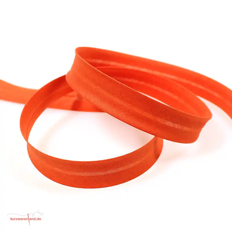 Handgefertigt Schrägband gefalzt orange 20mm