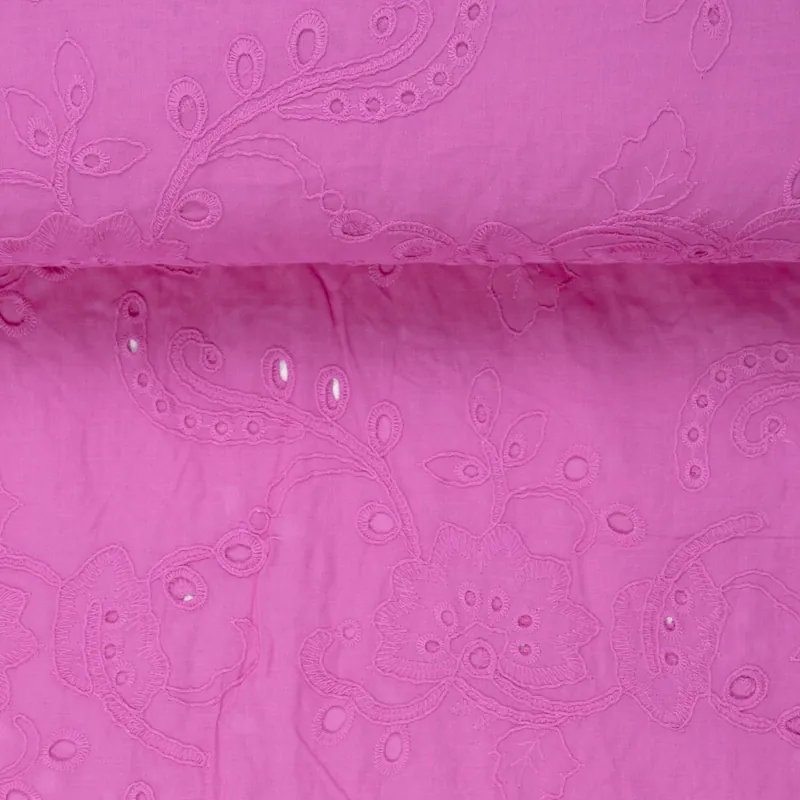 Top-Preis POPELINE BESTICKT VINE pink