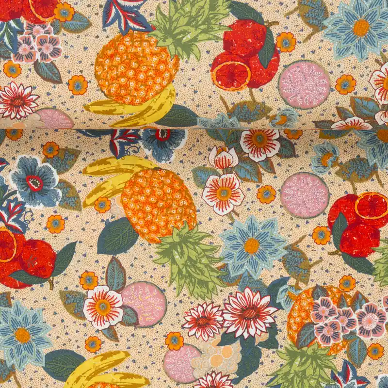 Premium POPLIN TROPICAL FRUITS