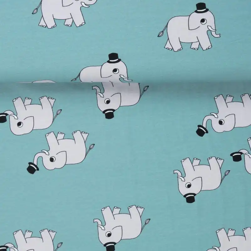 ORGANIC JERSEY ELEPHANTS BLUE Aktuell