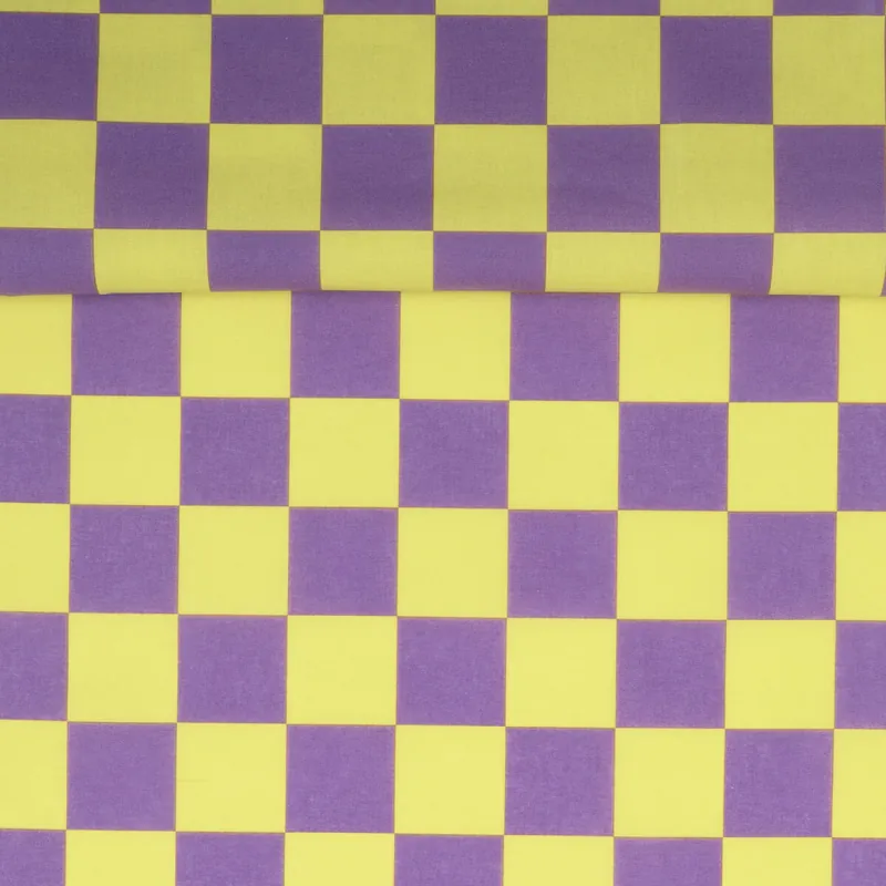 Ab Werk BESCHICHTETE BAUMWOLLE CHECKS lemon/plum