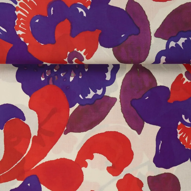 Solange Der Vorrat Reicht LIGHTWEIGHTCOTTON PURPLE AND RED FLOWER