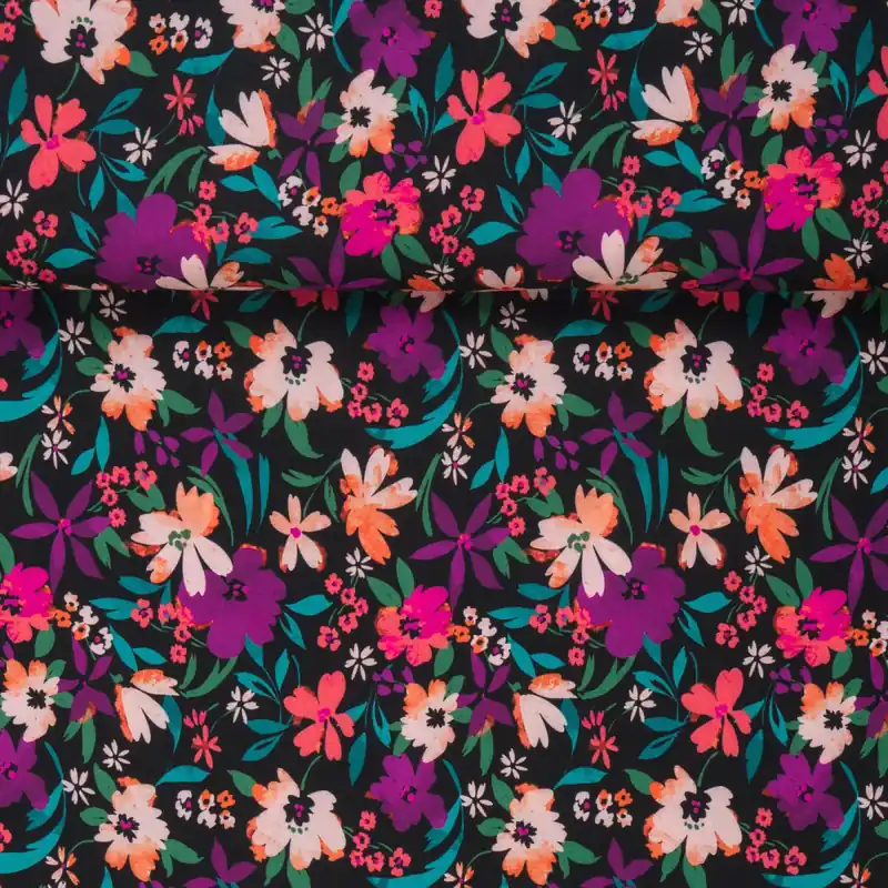 VISCOSE SMALL FLOWER BLACK Direkt Vom Hersteller