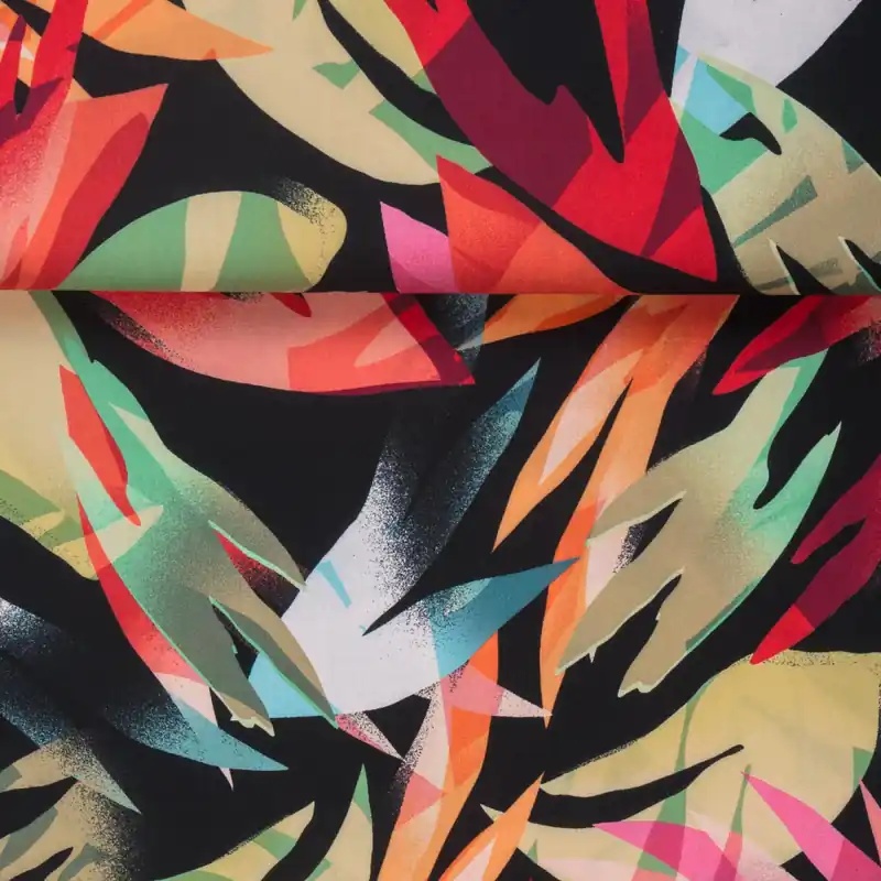 VISCOSE COLOURED PLANT LEAVES BLACK Geld-Zurück-Garantie