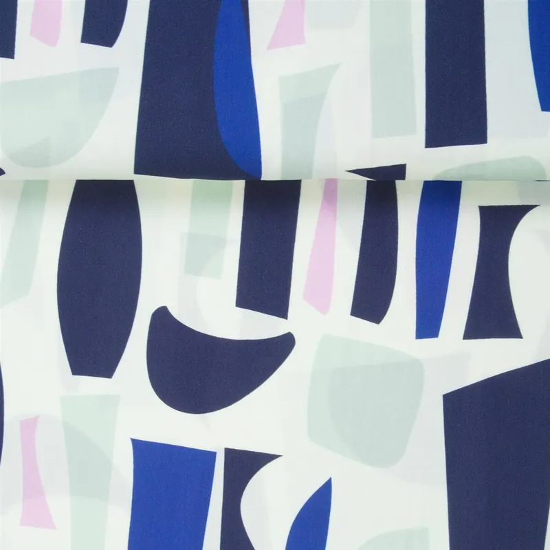 VISCOSE WHITE GRAPHIC SHAPES Super-Preis