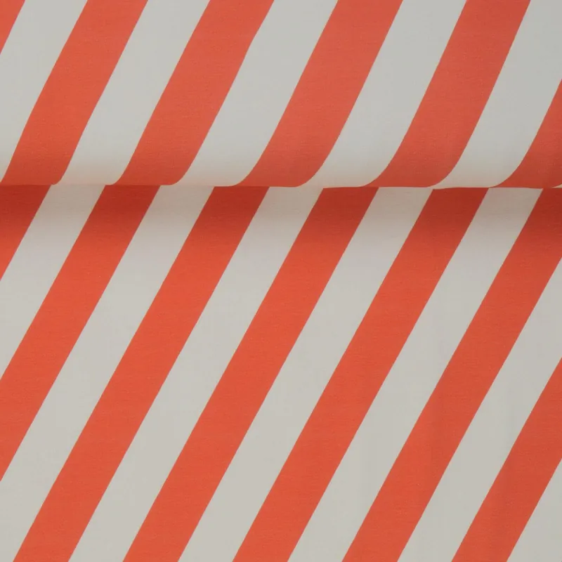 ORGANIC FRENCH TERRY DIAGONAL STRIPES RED ORANGE Garantierte Lieferung