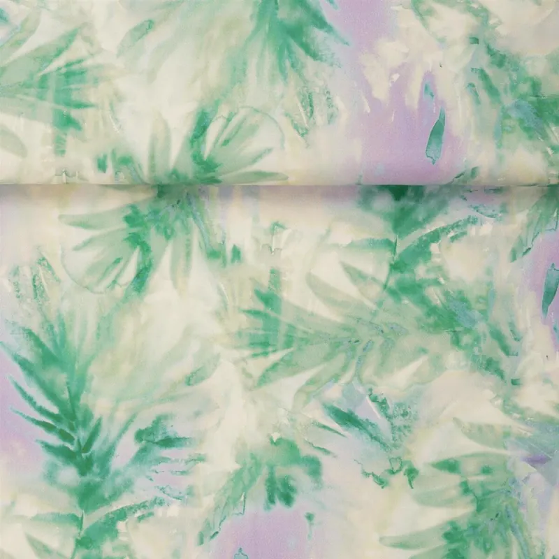 VISCOSE TROPICAL TIE DYE LILAC GREEN Saisonangebot