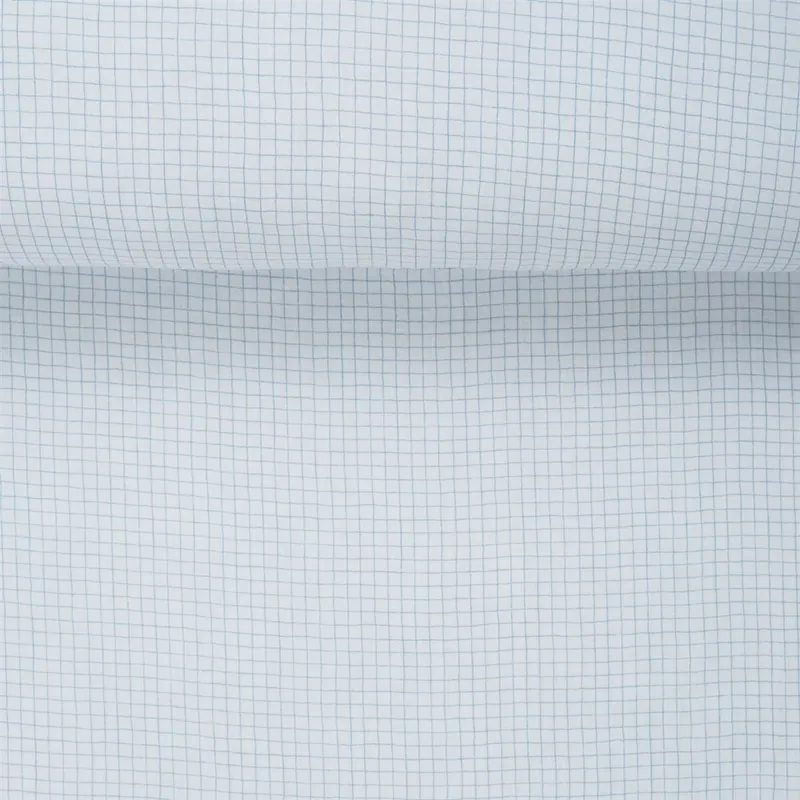 Zertifiziert ORGANIC DOUBLE GAUZE SMALL GRID BLUE