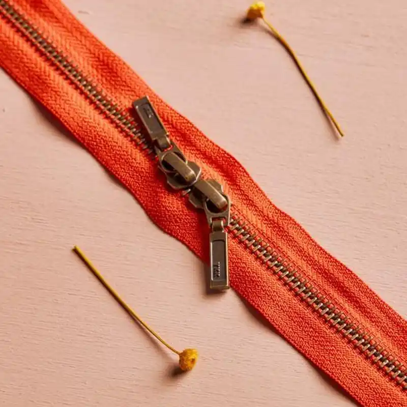 ZIPPER BRASS DOUBLE SLIDER tangerine Sonderaktion