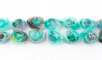 Zierband Tüll mit Rosen 2reihig grün grau gelb Breite: 4cm Neue Ware