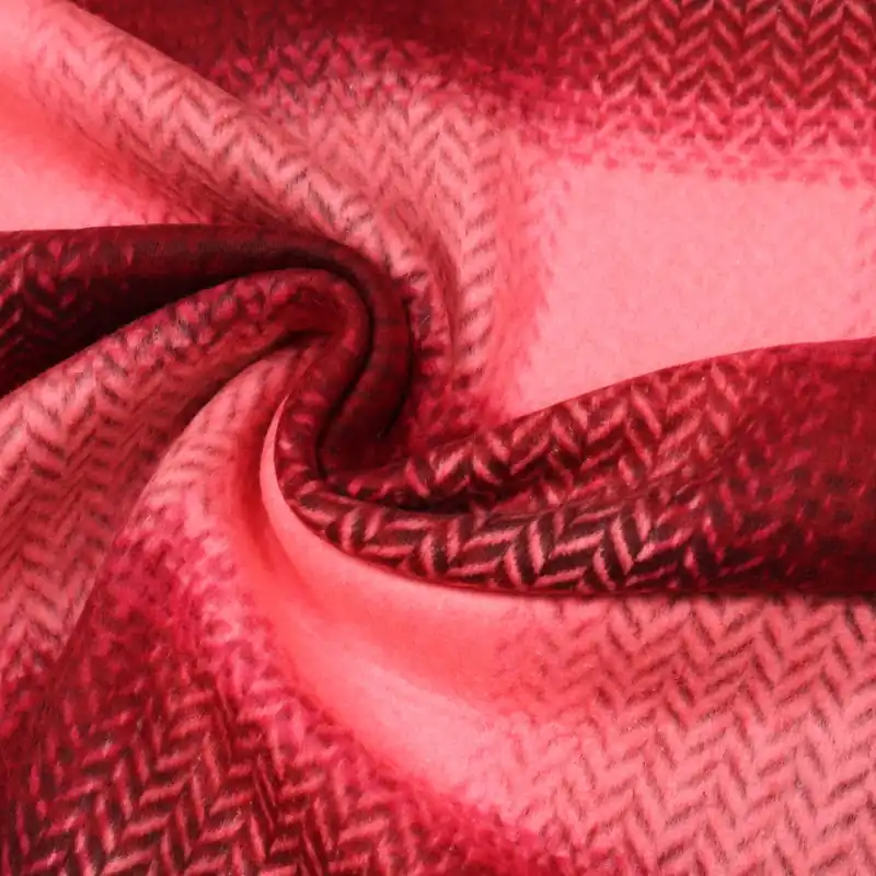 Ab Werk Mantelflausch Fischgrat-Glencheck Karo - pink/fuchsia/rot/bordeaux