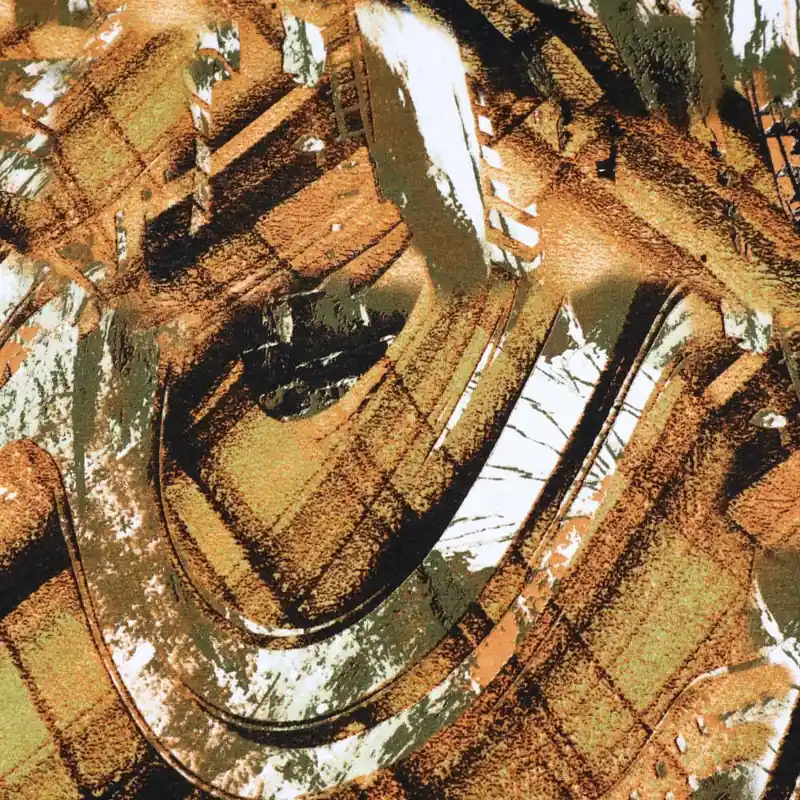 Zertifiziert Viskosejersey Fantasie-Motiv - weiss/terrakotta/apricot/khaki/braun