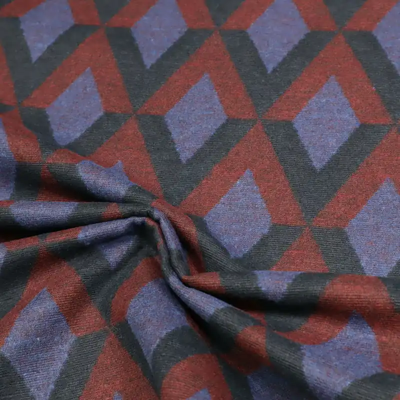 Ab Werk Baumwolle-Polyester Mix Jackenstoff Rauten - blau/weinrot/nachtblau