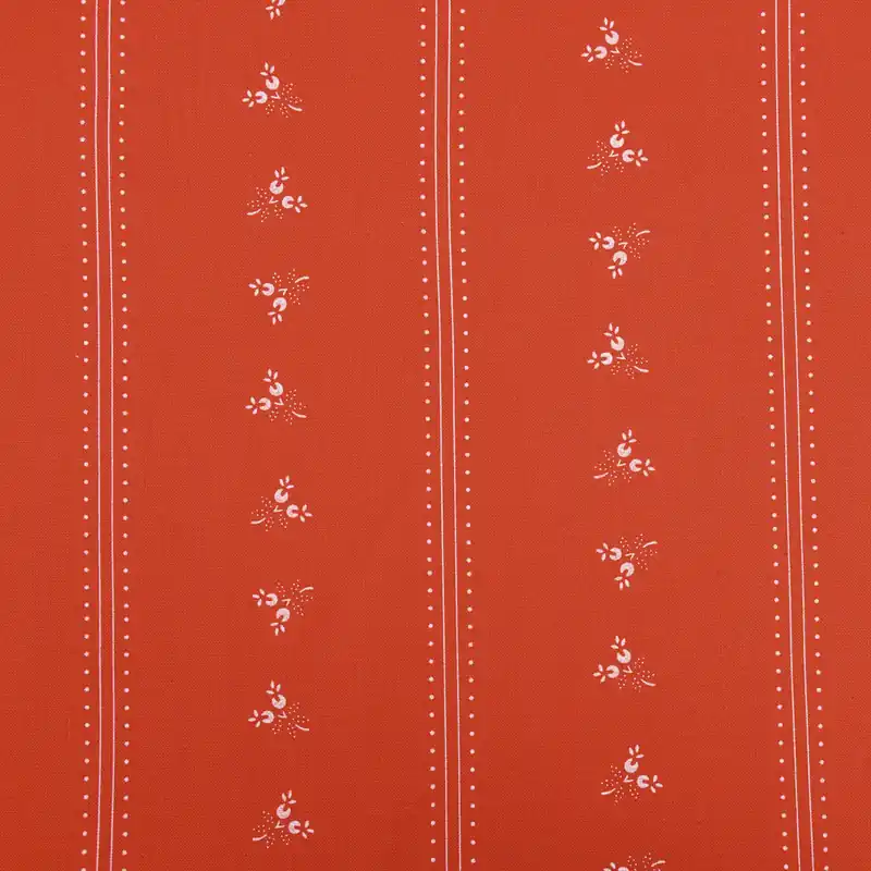 Ab Werk Baumwollstoff Trachten Hagebuttenzweige Streifen Punkte orange weiß 1,50m Breite