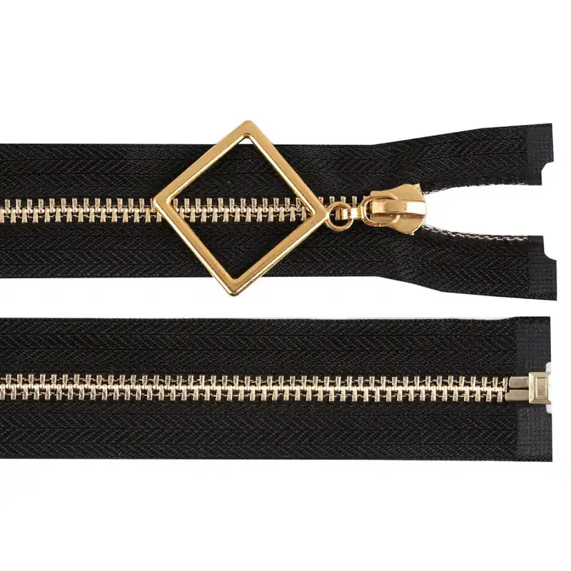 Ab Werk Metallreißverschluss Nr. 5, Länge 70 cm, mit dekorativem Schieber