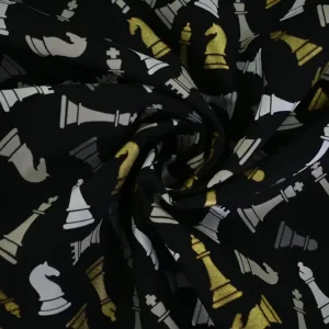 Ab Werk Baumwollpopeline - Schwarze Schachfiguren