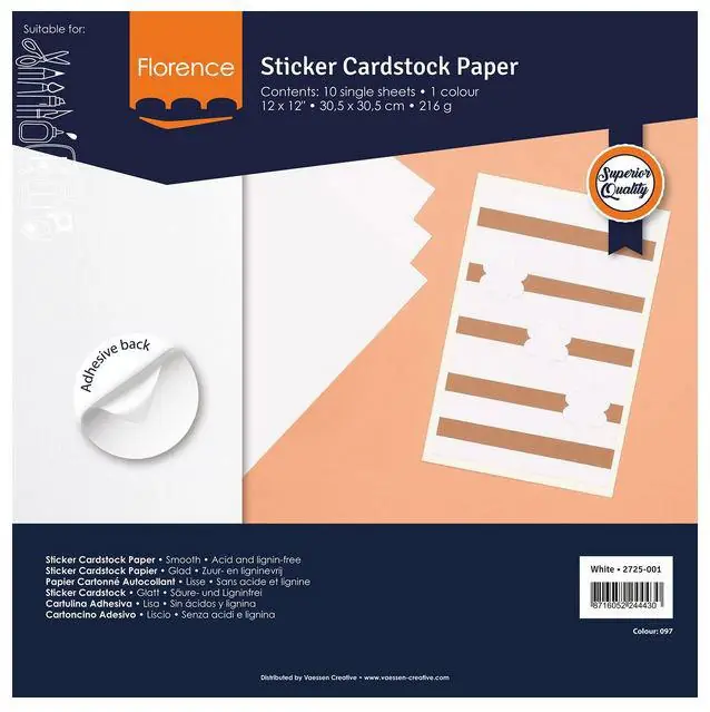 Ab Werk Florence Sticker Cardstock glatt 12 Inch weiß