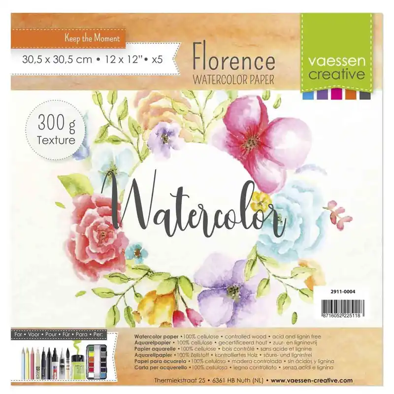 Florence Watercolor Papier - Texture Off-white 12 inch Neu
