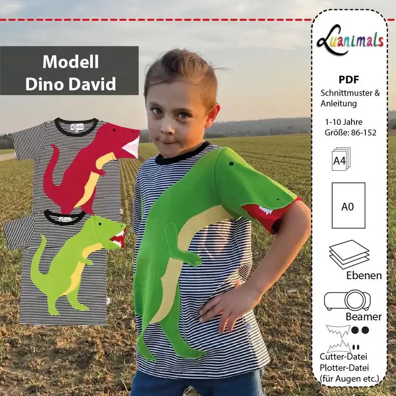 T-Shirt Kind E-Book Luanimals Dino David (86-152cm) Gratis Versand