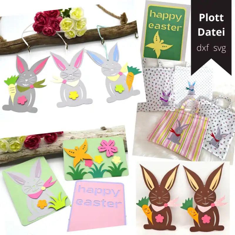 Echt Plotterdatei Hase Osterhase SET Frühling