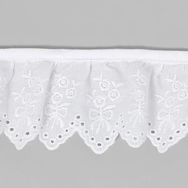 Festonrüsche - Englische Stickerei [57 mm] - weiss Highlight