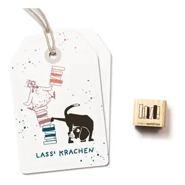 Zertifiziert Ministempel Bücherstapel