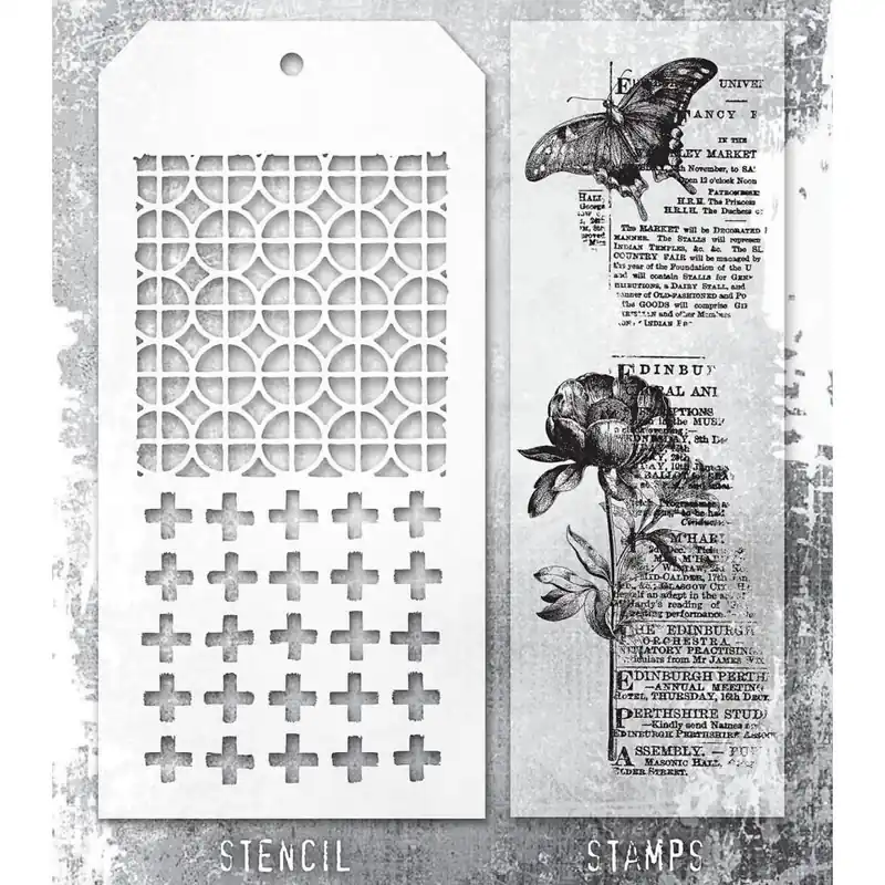 Tim Holtz Mixed Media Stamps & Stencil #60 Kostenloser Rückversand