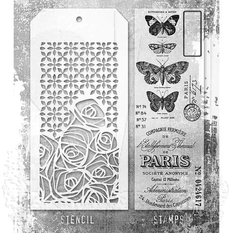 Echt Tim Holtz Mixed Media Stamps & Stencil #20