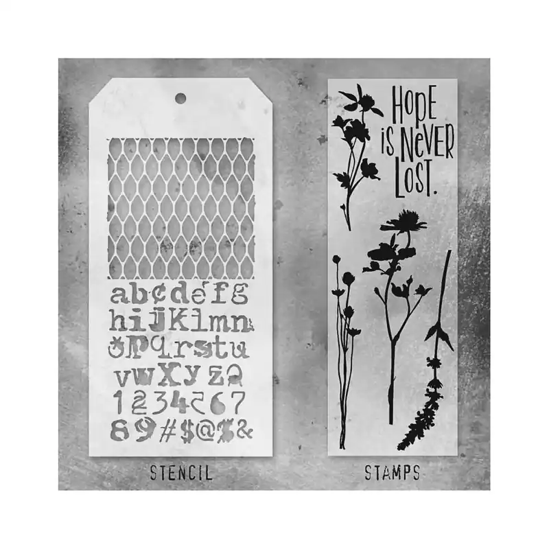 Tim Holtz Mixed Media Stamps & Stencil #21 Solange Der Vorrat Reicht